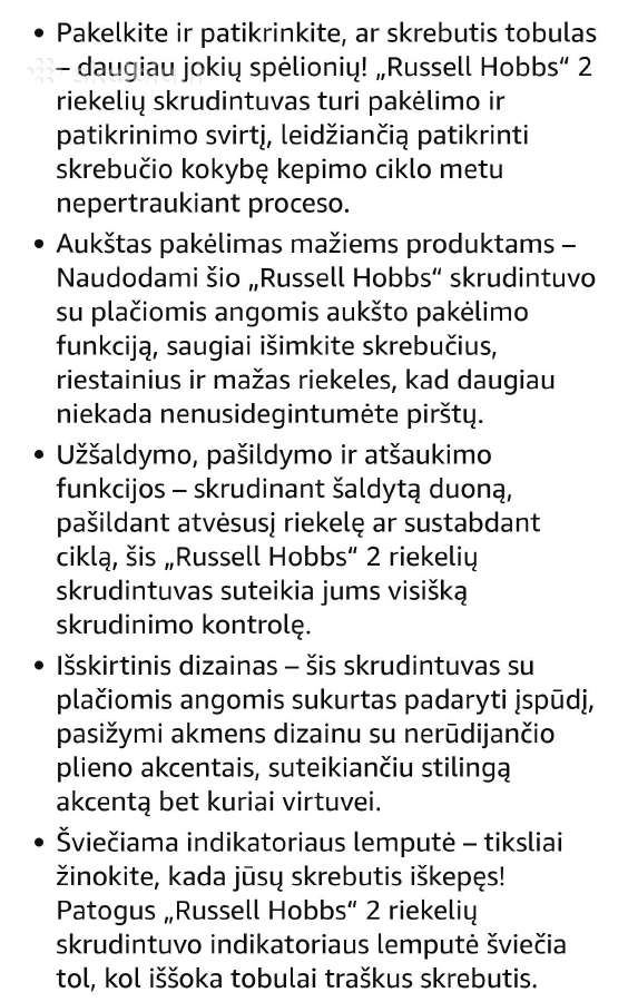Russell Hobbs 2 riekių skrudintuvas - nuotraukos Nr. 5