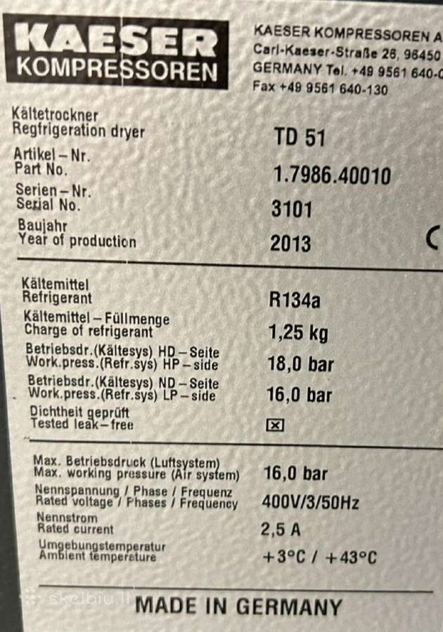 Sraigtinio kompresoriaus komplektas kaeser bs51 - nuotraukos Nr. 8