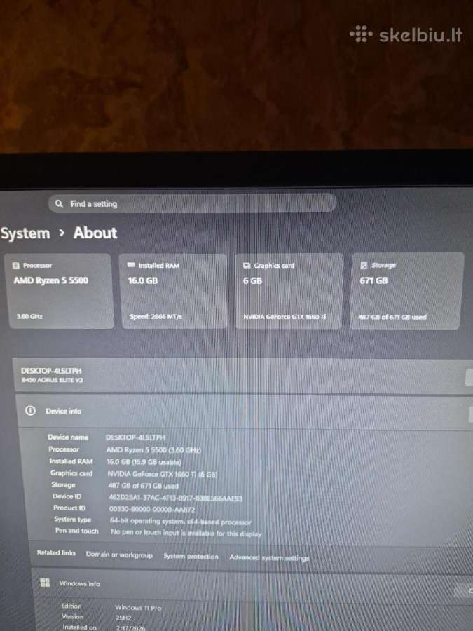 Ryzen 5 5500 / Gtx 1660 Ti 6gb / 16gb RAM / 720gb - nuotraukos Nr. 9
