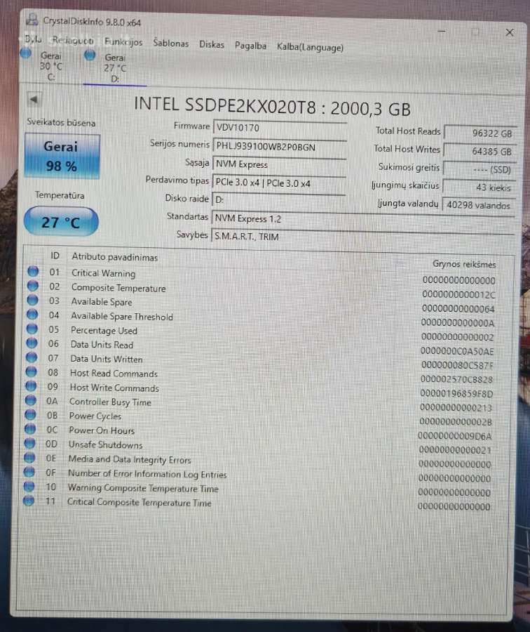 U.2 2tb, Sas SSD 7.68tb, 3.6tb 12gb/s, 800gb,400gb - nuotraukos Nr. 3
