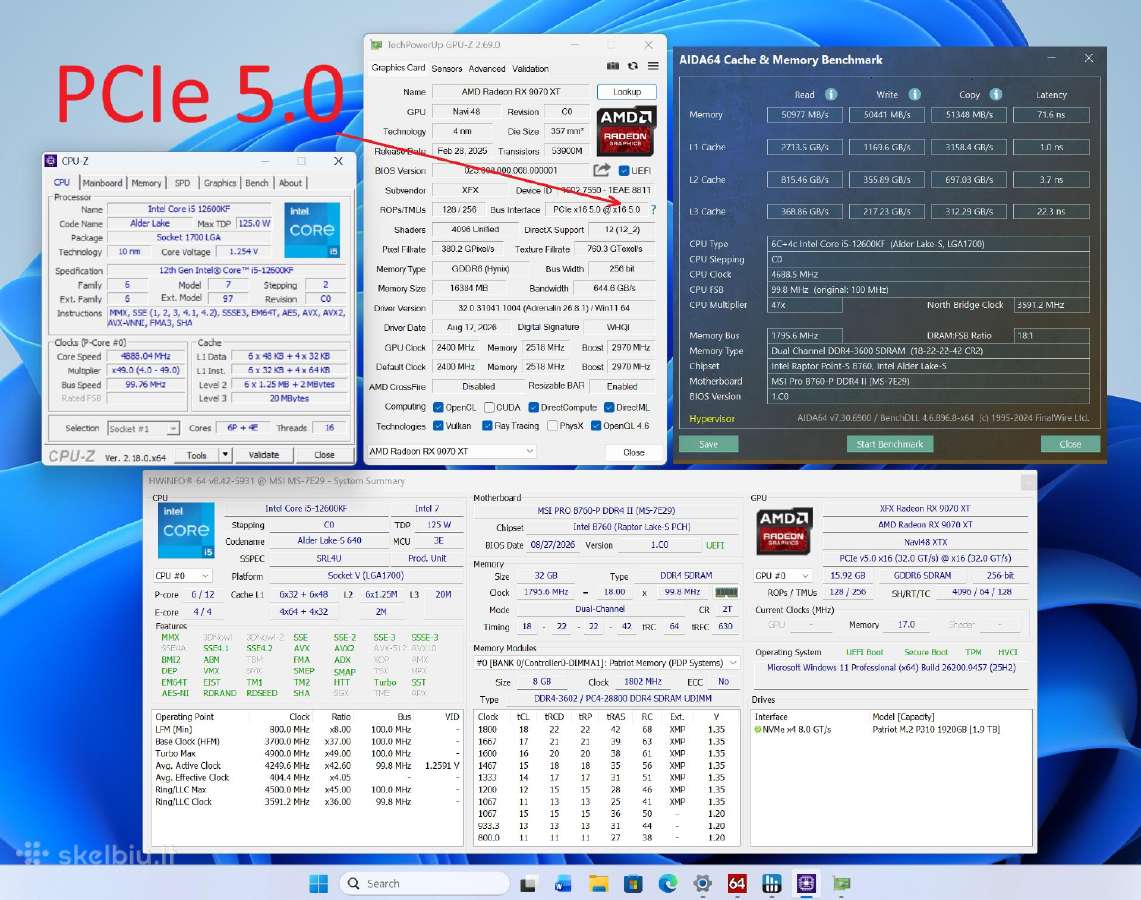 Intel i5-12600kf, 32gb RAM, Rx9070xt 16gb, SSD 2tb - nuotraukos Nr. 11