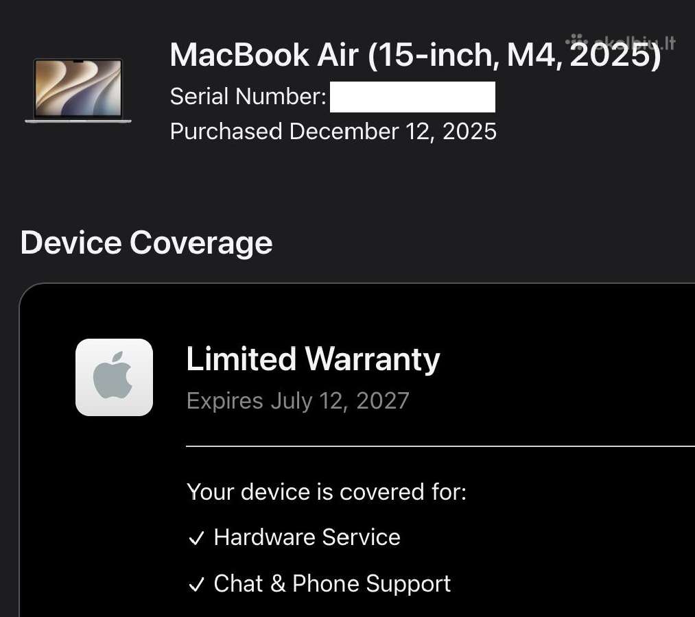 2025 MacBook Air M4 15" 512/16gb - nuotraukos Nr. 11