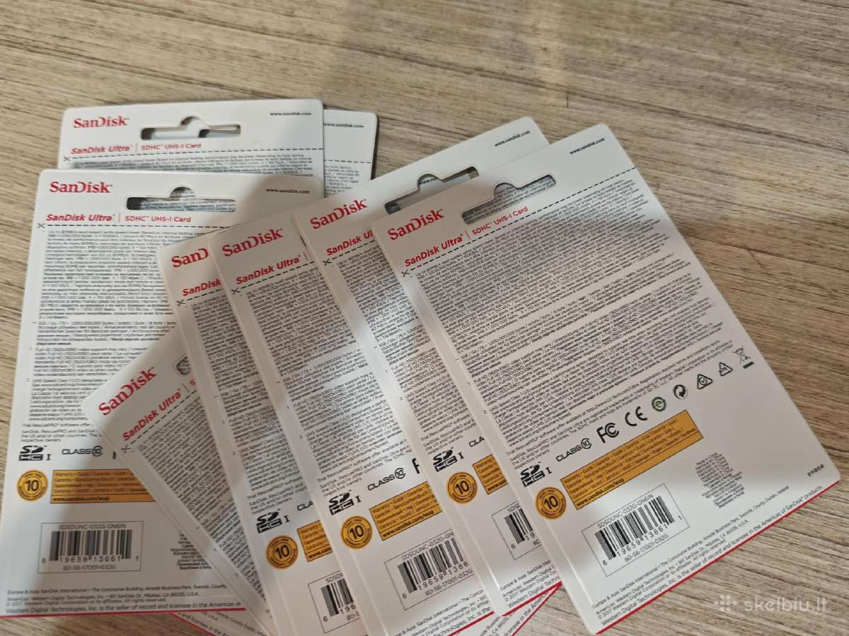 Naujos 32gb Sandisk Ultra Sdhc kortelės 10vnt - nuotraukos Nr. 2