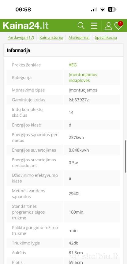 Aeg Fsb53927z įmontuojamą indaplovė - nuotraukos Nr. 10