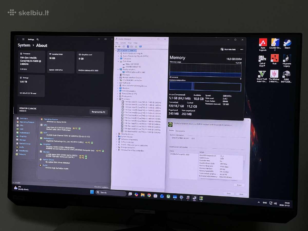 Parduodamas Stacionarus su Rtx 3060, I5-11k, 1tb. - nuotraukos Nr. 4