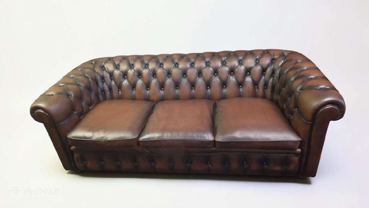Chesterfield natūralios odos sofa - nuotraukos Nr. 6