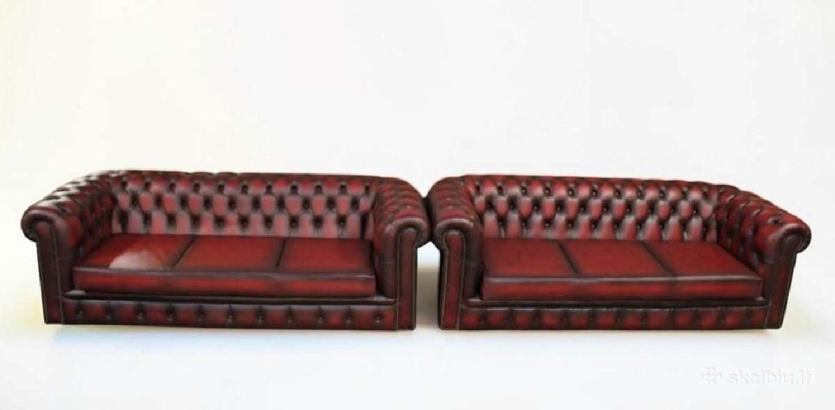 Chesterfield natūralios odos sofa - nuotraukos Nr. 13