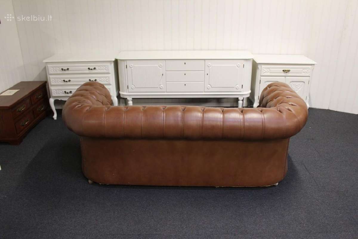 Chesterfield natūralios odos sofa - nuotraukos Nr. 4