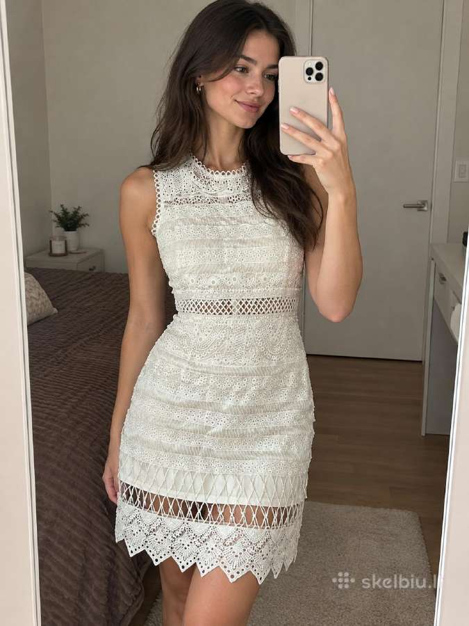 Prabangi balta nėrinių suknelė Premium White Lace - nuotraukos Nr. 3