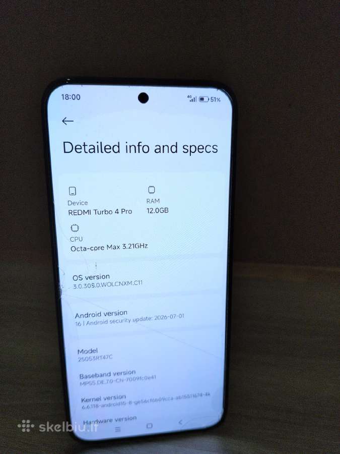Redmi Turbo 4 Pro 12/256gb Cn Versija - nuotraukos Nr. 4