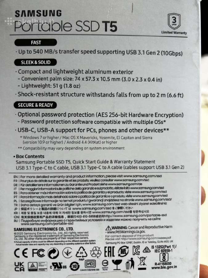 Išorinis diskas Wd 2tb HDD ir Samsung SSD 2tb T5 - nuotraukos Nr. 3