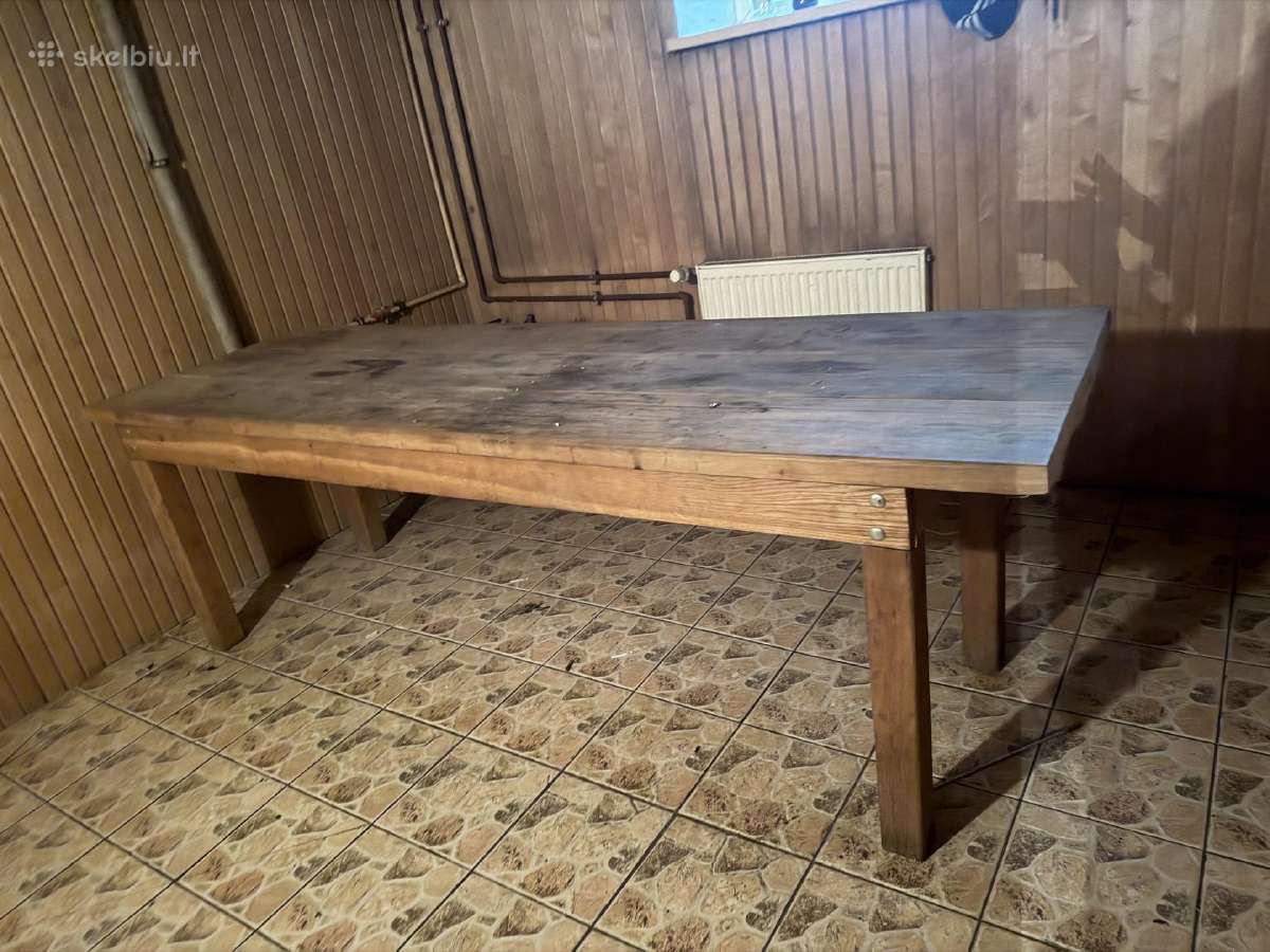 Ažuolinis stalas, didelis, nedažytas, - nuotraukos Nr. 2
