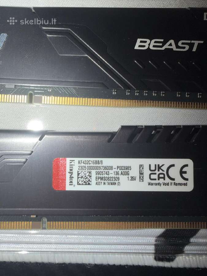 Fury Beast Kingston 2x8gb - nuotraukos Nr. 2