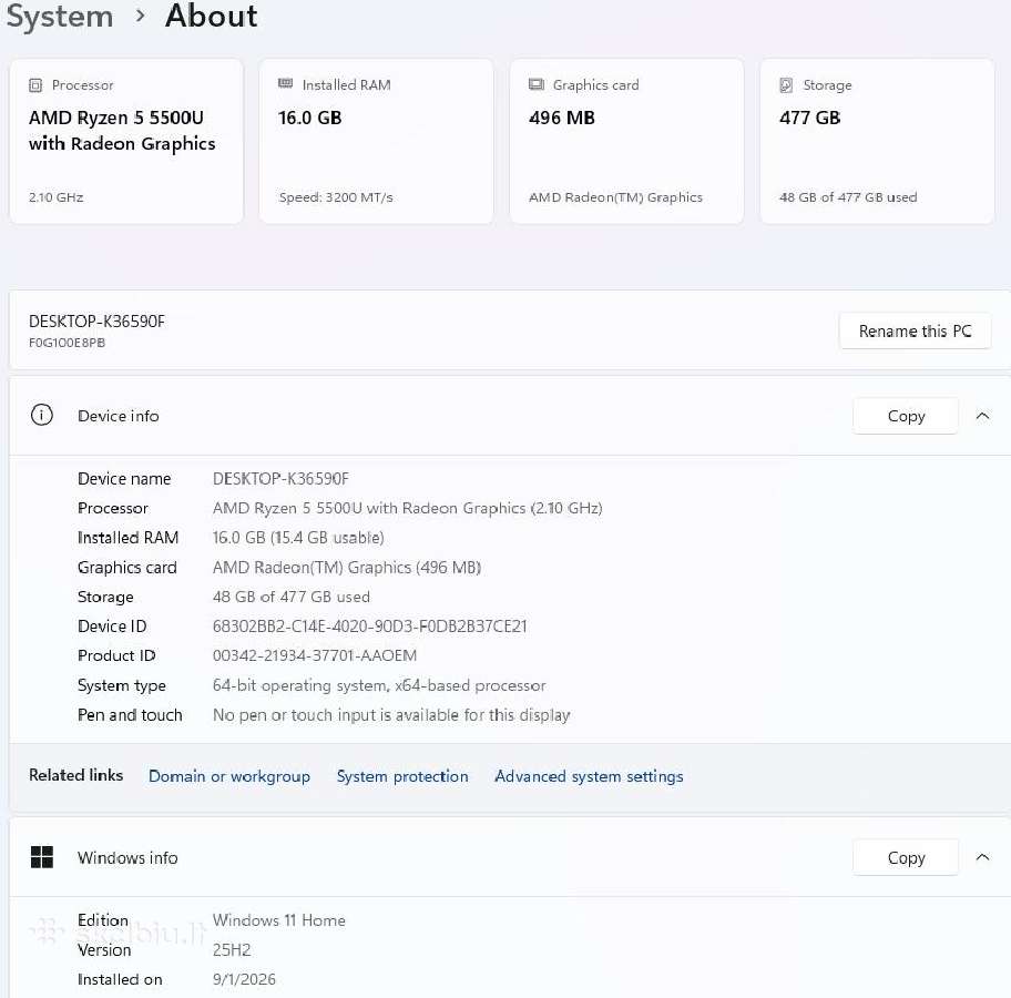 Lenovo Aio Ryzen 5 5500u / 16gb / 512gb - nuotraukos Nr. 3