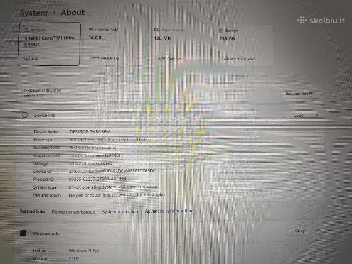 Latitude 5350 Intel Ultra 5 135u 16/256 2029-03-21 - nuotraukos Nr. 4