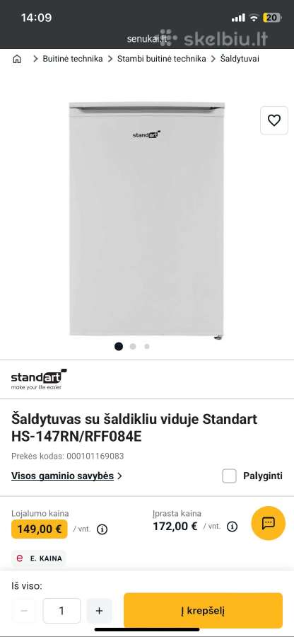 Šaldytuvas su šaldikliu viduje Standart - nuotraukos Nr. 3