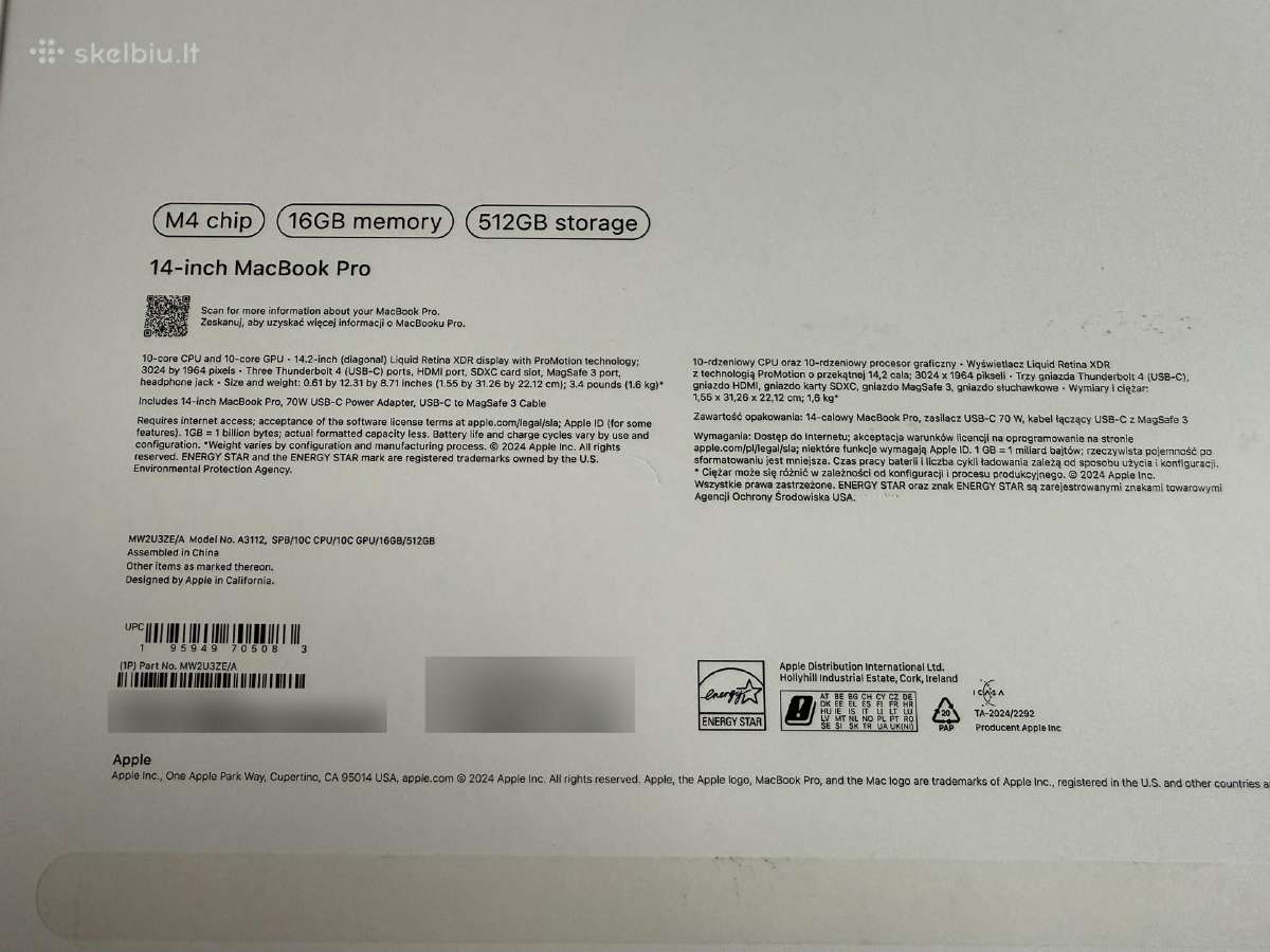 MacBook Pro 14 M4 16gb/512gb Space Black, bat 100% - nuotraukos Nr. 12