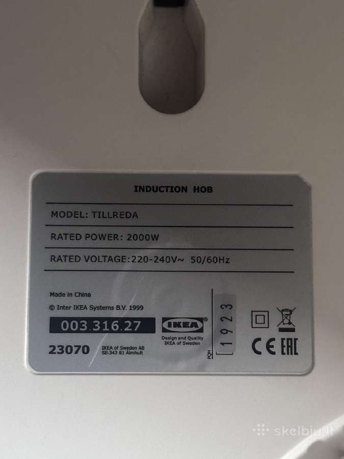 Ikea Tillreda indukcinė kaitlentė, 2000 W - nuotraukos Nr. 4