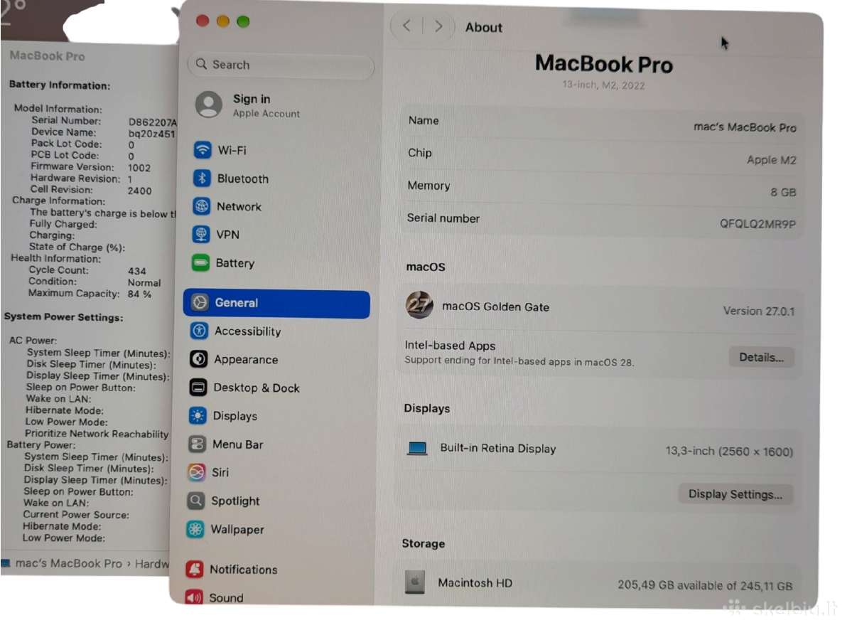 MacBook Pro 13 2022 Apple M2 / 8gb / 256gb SSD - nuotraukos Nr. 4