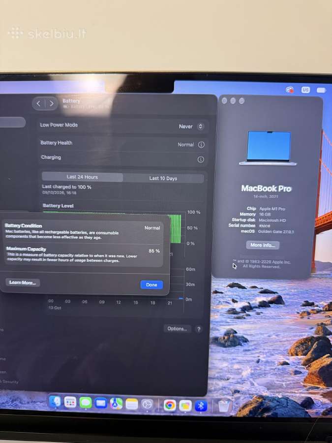 MacBook Pro 14" (2021) / M1 Pro / 16gb / 512gb - nuotraukos Nr. 3