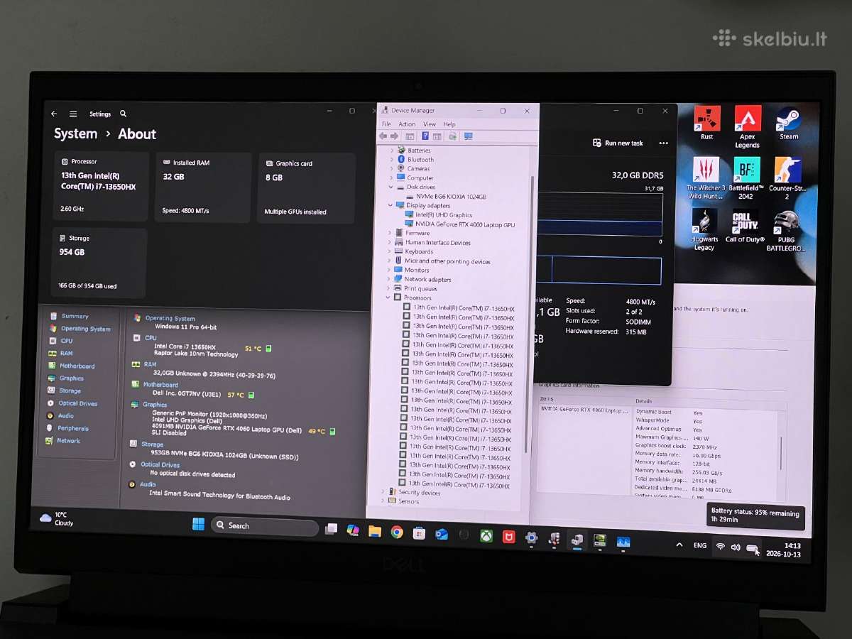 Parduodamas Dell G15 su Rtx 4060, I7-13hx, 360hz. - nuotraukos Nr. 8
