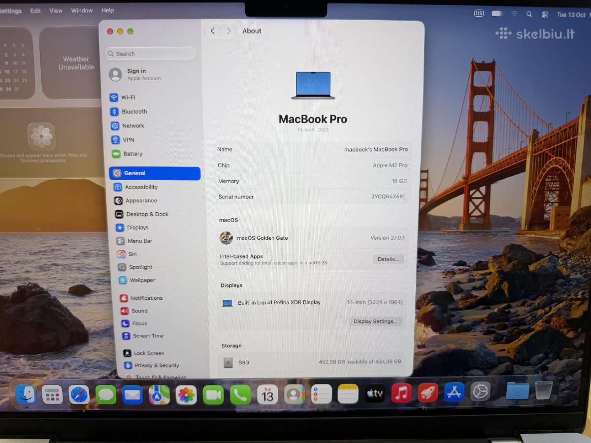Apple MacBook Pro 2023 14 / M2 Pro /16gb/512gb #17 - nuotraukos Nr. 4