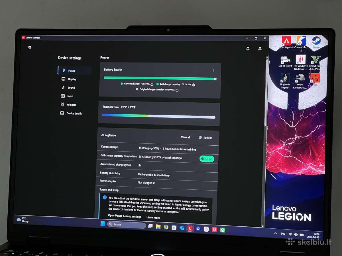 Parduodamas Legion 5 Pro su Rtx 5070, Ryzen 9. - nuotraukos Nr. 10