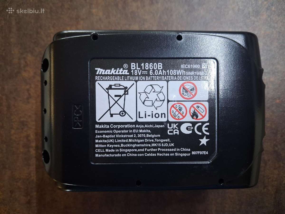 Makita akumuliatoriai 18v 6 Ah - nuotraukos Nr. 3