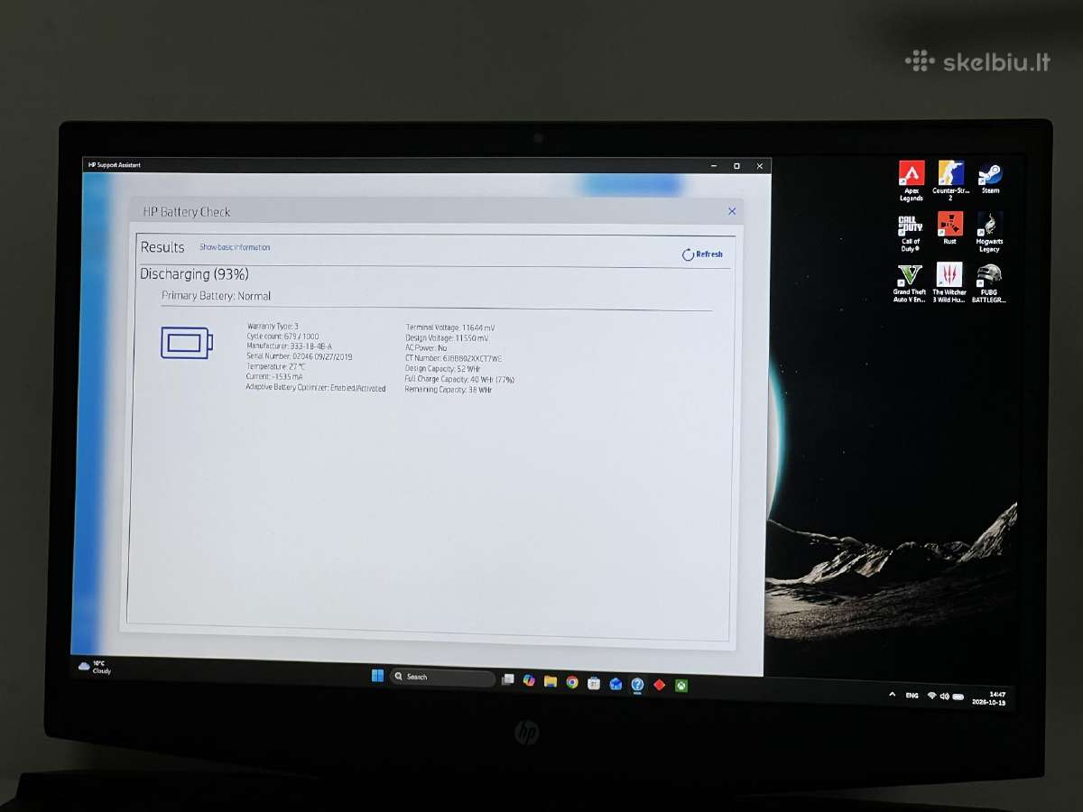 Parduodamas Hp Pavilion 17 su Gtx 1650, I5-9k. - nuotraukos Nr. 9