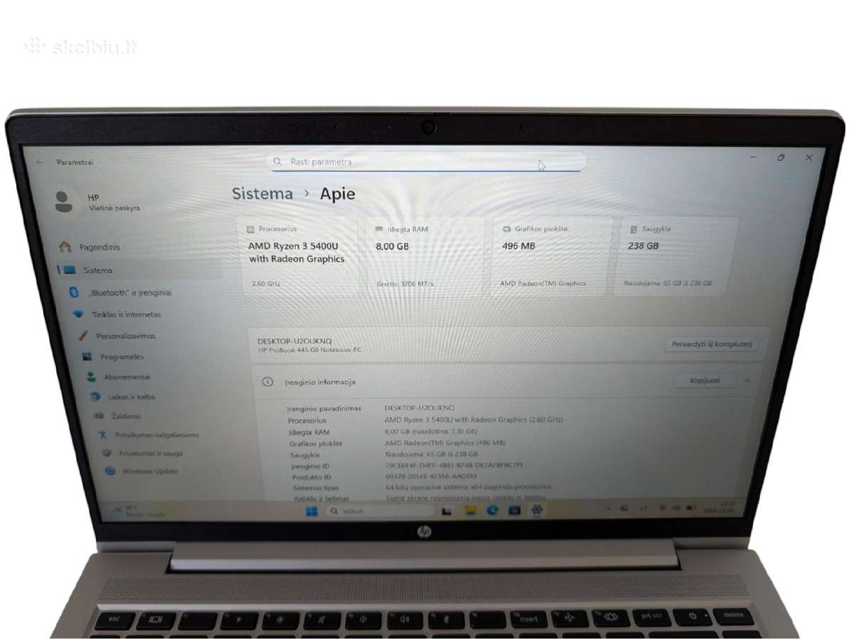 Hp Elitebook 845 G7 Ryzen 3 Pro 4450u 16 GB - nuotraukos Nr. 7