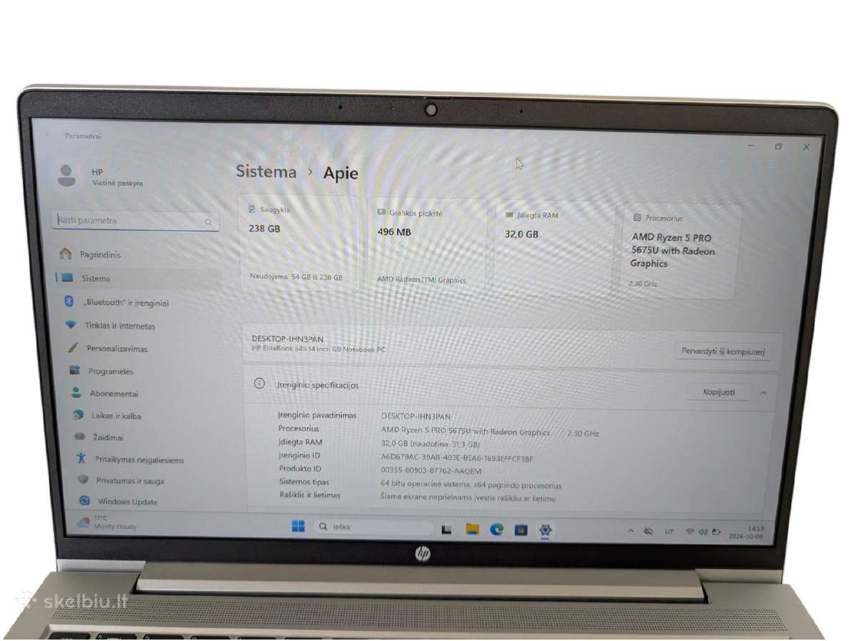 Hp Elitebook 645 G9 Ryzen 5 Pro 5675u 32 GB - nuotraukos Nr. 7