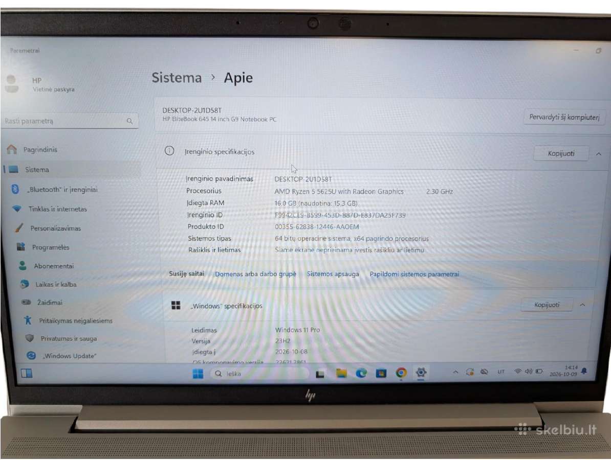 Hp Elitebook 645 G9 Ryzen 5 Pro 5625u - nuotraukos Nr. 2