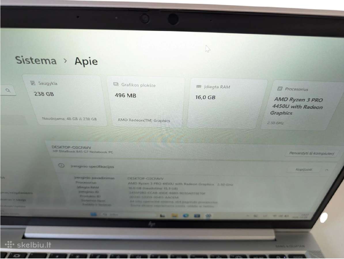 Hp Probook 445 G8 / Ryzen 3 Pro 5400u - nuotraukos Nr. 7