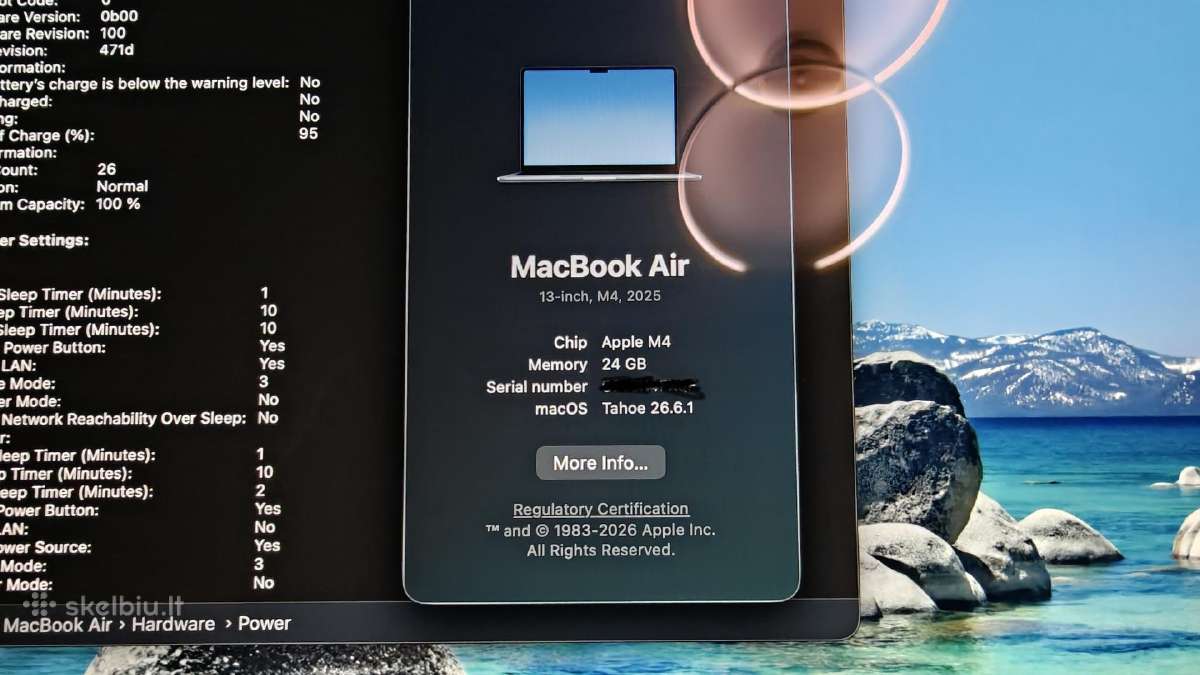 MacBook Air M4 Midnight 24gb RAM 512gb SSD 100%bat - nuotraukos Nr. 3