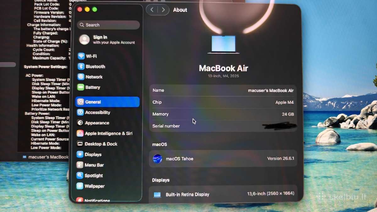 MacBook Air M4 Midnight 24gb RAM 512gb SSD 100%bat - nuotraukos Nr. 4