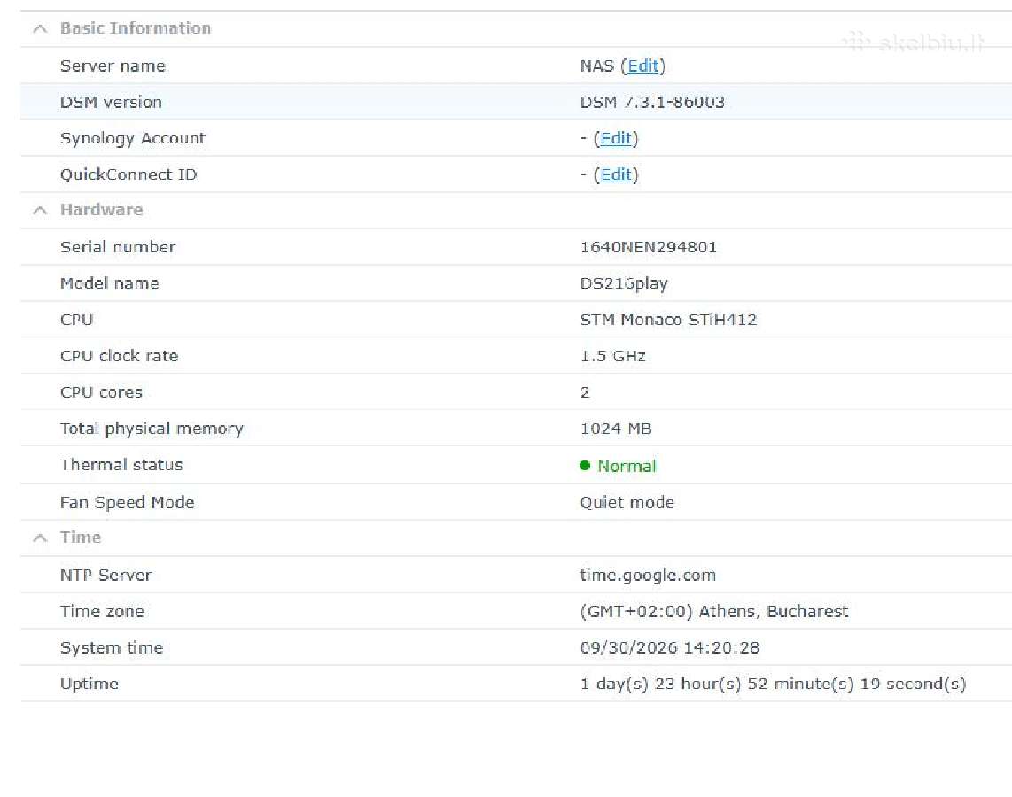 Synology Ds216play 2x6tb Nas - nuotraukos Nr. 7