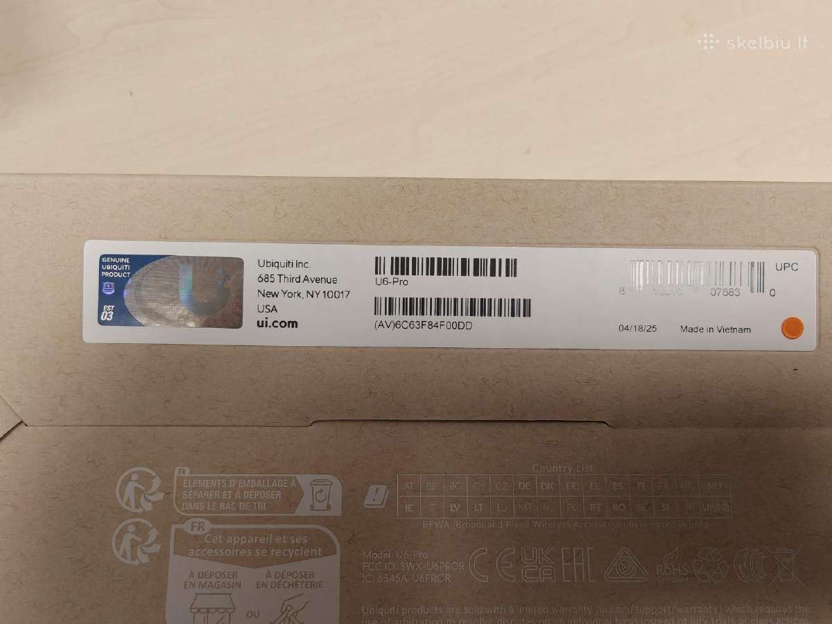 Ubiquiti Unifi U6-pro Wi-fi 6 Ceiling Access Point - nuotraukos Nr. 3