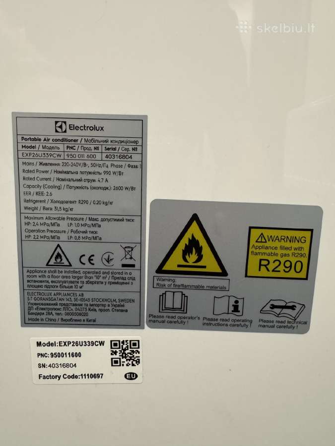 Mobilus oro kondicionierius Electrolux - nuotraukos Nr. 6