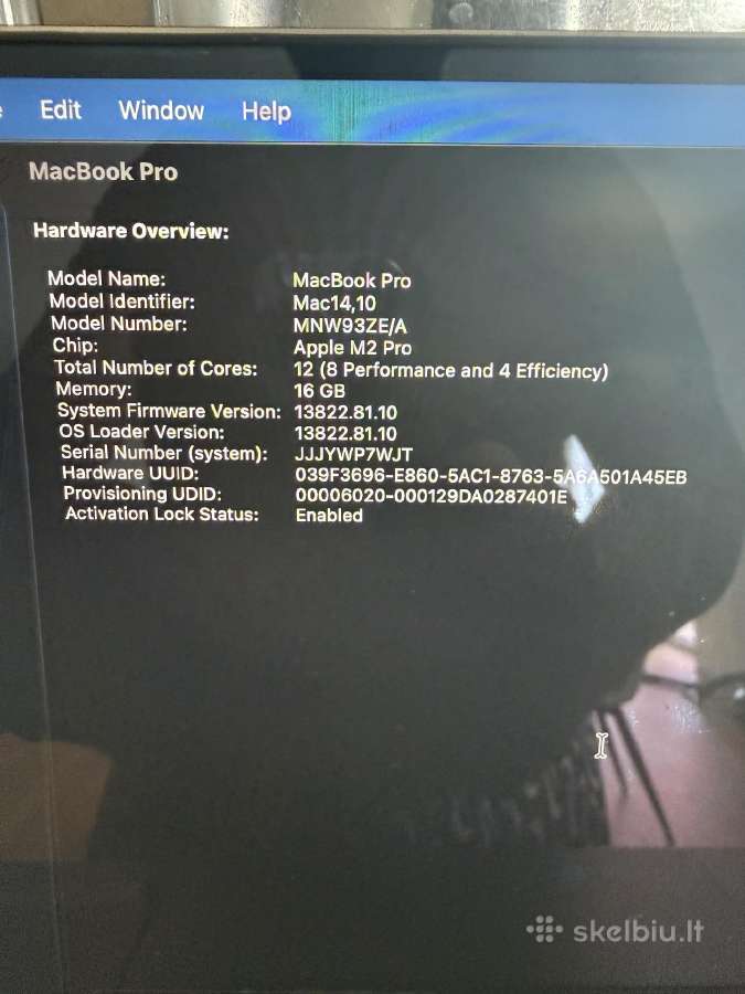 Parduodamas Apple MacBook Pro 16 (2023), M2 Pro, - nuotraukos Nr. 2