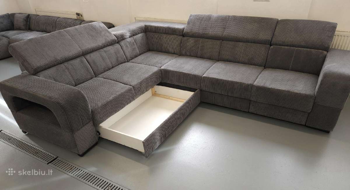 Nauja, kampinė sofa su lovos funkcija ir patalynės - nuotraukos Nr. 2