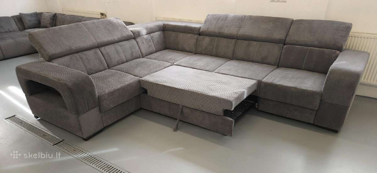 Nauja, kampinė sofa su lovos funkcija ir patalynės - nuotraukos Nr. 3