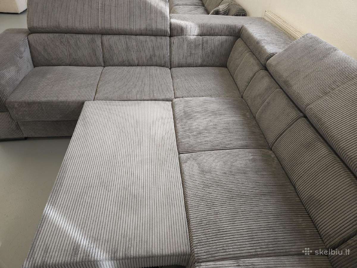 Nauja, kampinė sofa su lovos funkcija ir patalynės - nuotraukos Nr. 5