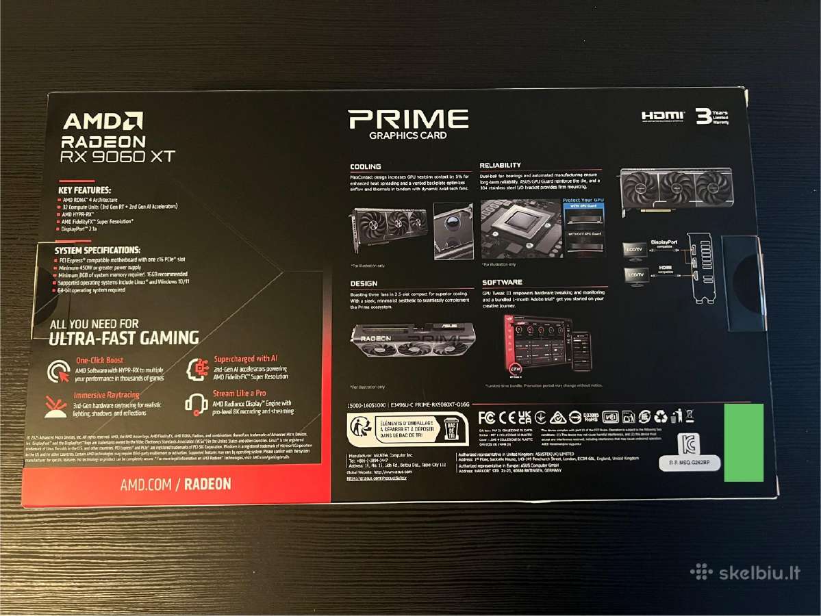 Rx 9060 XT 16gb Prime Asus Amd Vaizdo plokštė - nuotraukos Nr. 2
