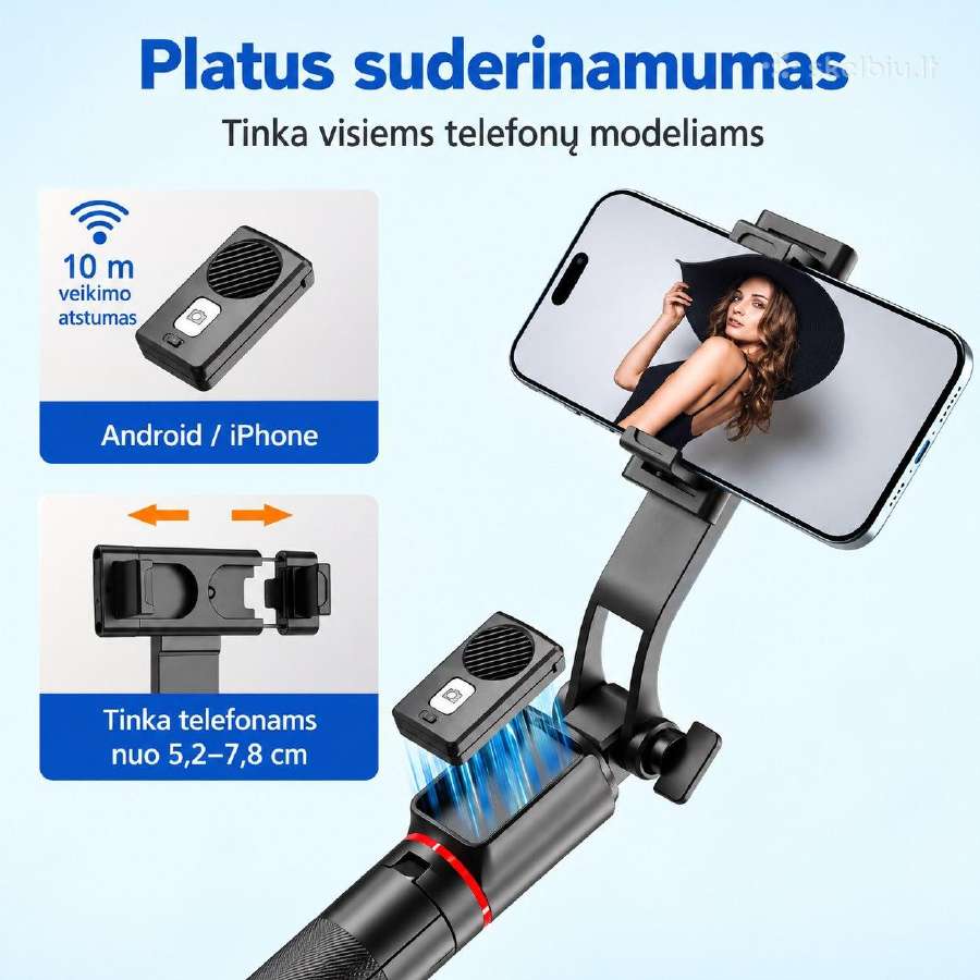 Stovas – asmenukių selfie lazda 170cm + pultelis - nuotraukos Nr. 7