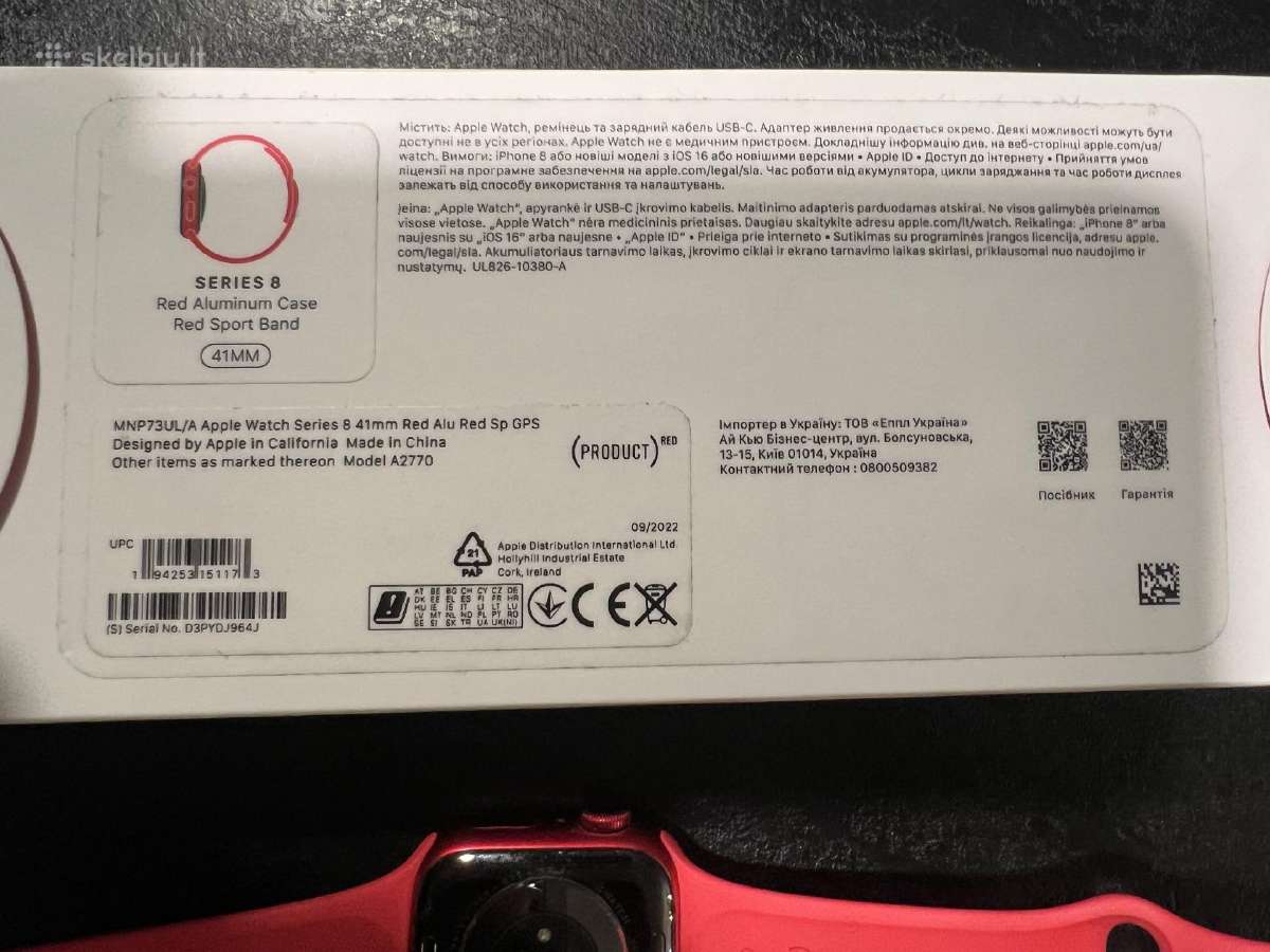 Apple Watch 8 Red Edition - nuotraukos Nr. 3
