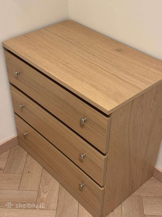 Storklinta Komoda su 3 stalčiais, ąžuolo raštas - nuotraukos Nr. 2
