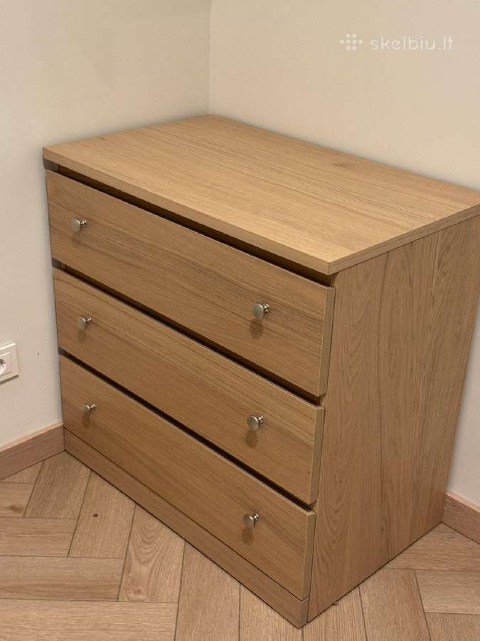Storklinta Komoda su 3 stalčiais, ąžuolo raštas - nuotraukos Nr. 3