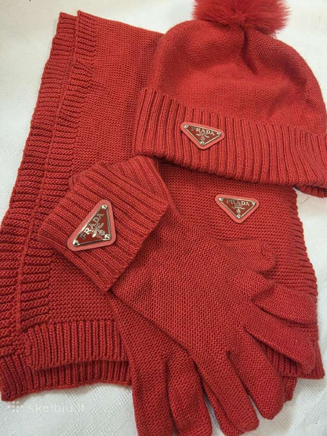 Prada žieminis komplekt kepurė,šalikas,pirštinės - nuotraukos Nr. 2
