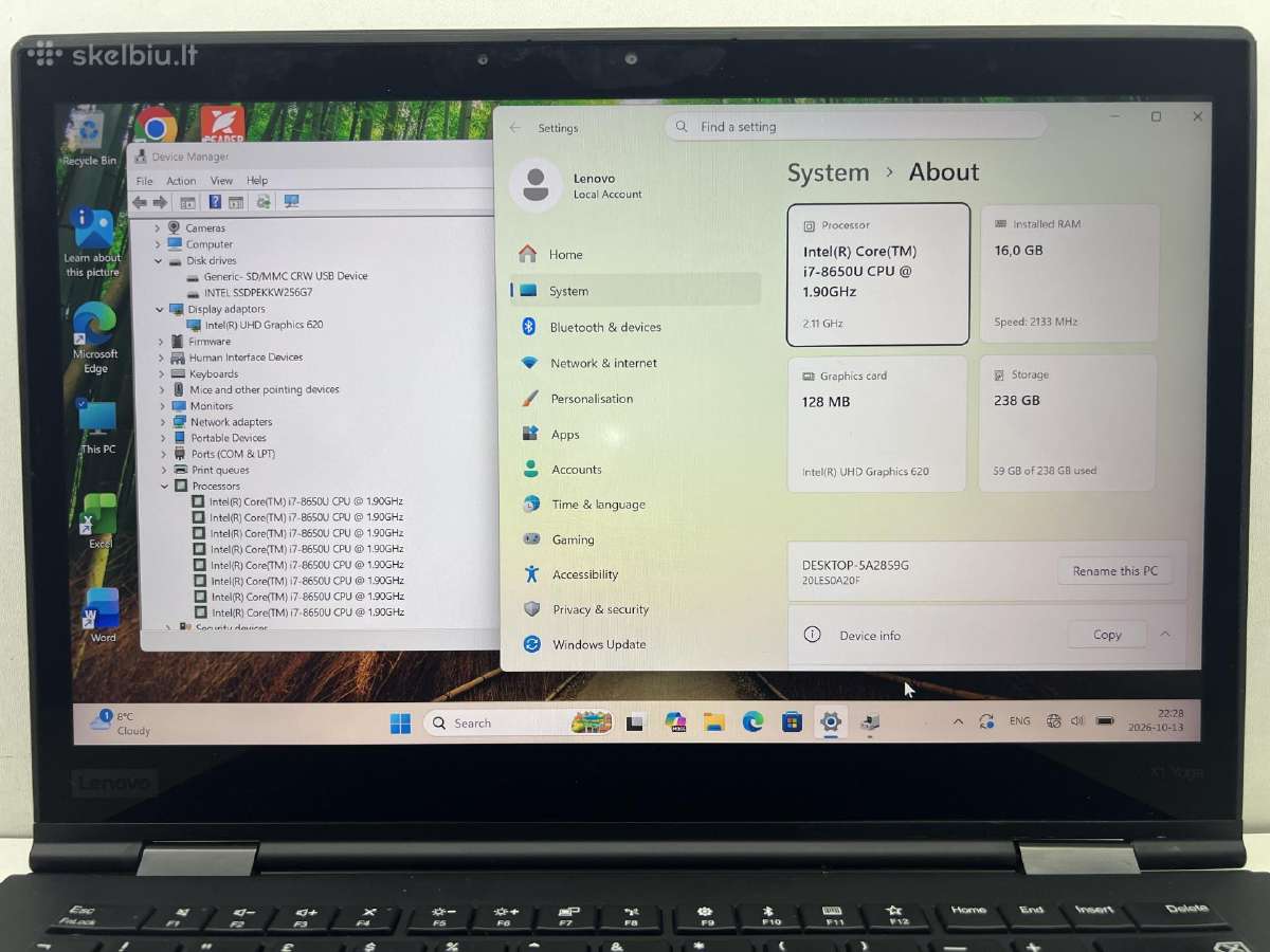 Lenovo thinkpad X1 yoga gen 3 - nuotraukos Nr. 3