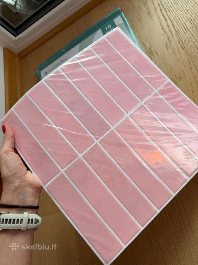 10 rausvų saviklijų 3D sienų plytelių rinkinys - nuotraukos Nr. 4